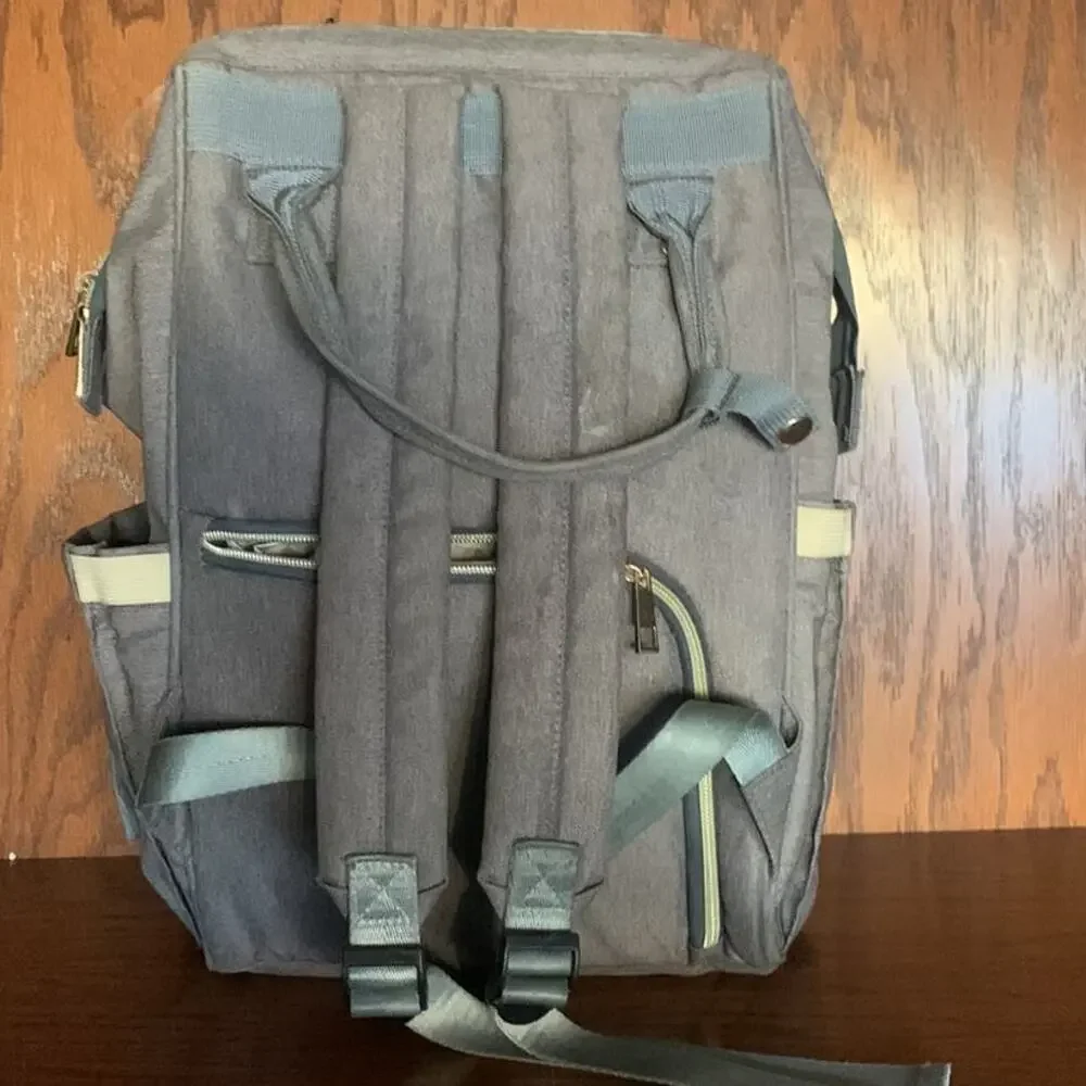 Diaper Bag Backpack Gray Multi-Pocket Baby Travel Backpack